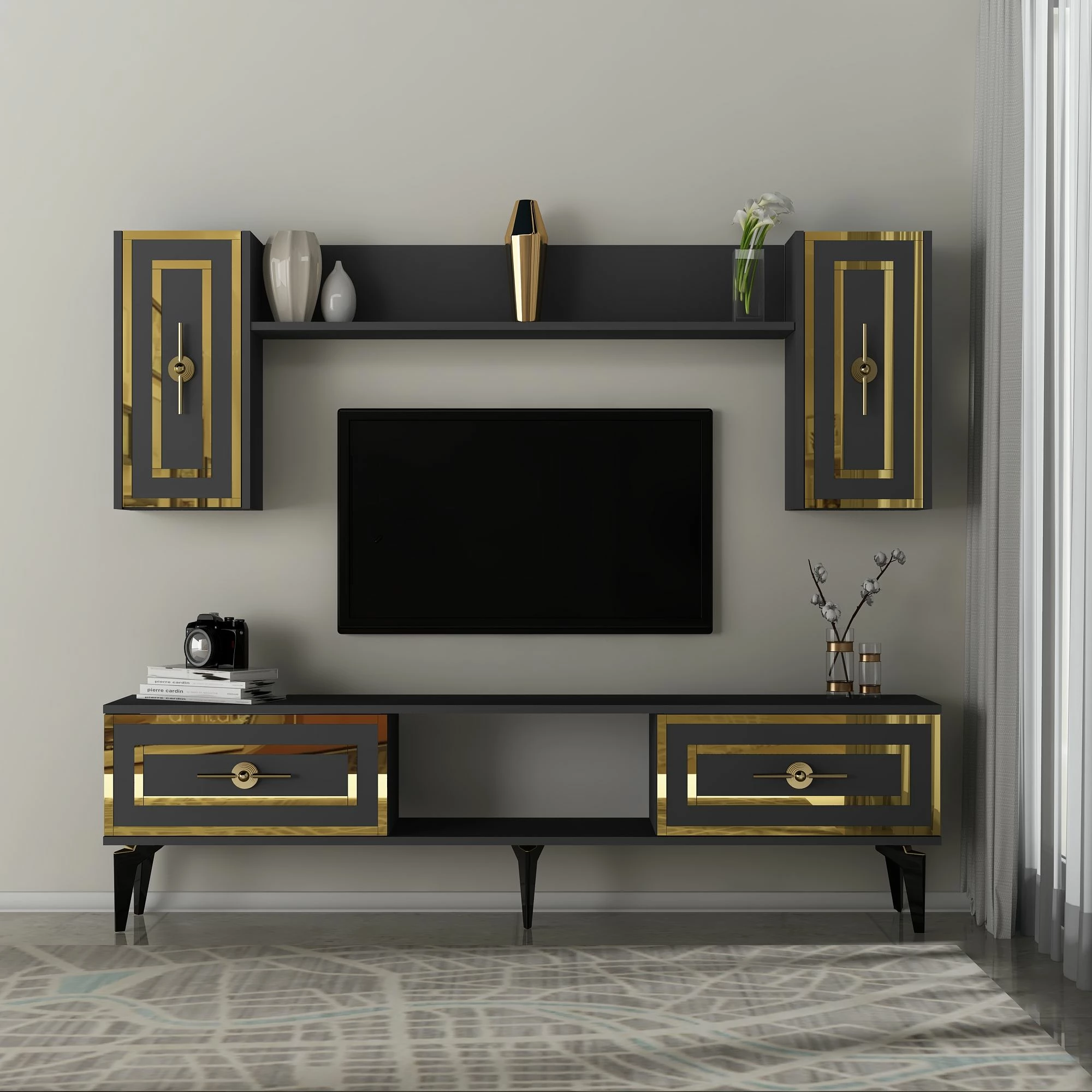 Komodë TV Skye Decor, ngjyrë viola-antracit
