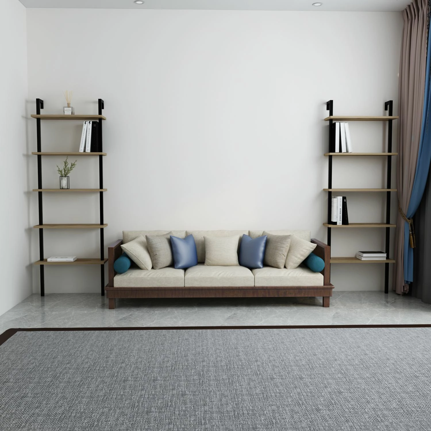 Raft librash Hanah Home, ngjyrë arre dhe e zezë, Piante