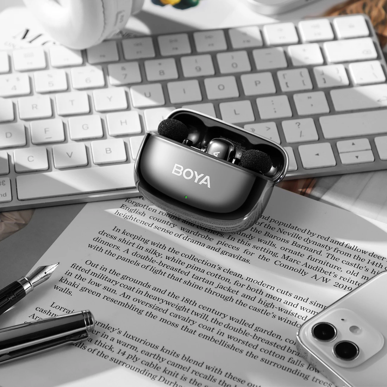 Set mikrofonësh wireless BOYA Mini 2-02 2.4GHz, USB-C, 2 transmetues + marrës, me kasë karikimi, i zi
