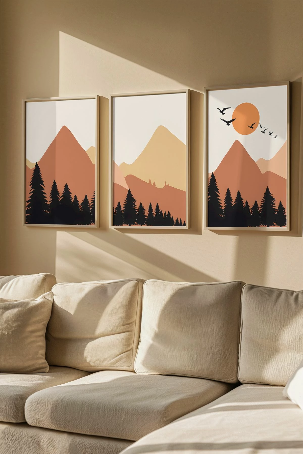 Set pikturash dekorative me kornizë, 3 copë, Wallity, Artvmodel28-Ahsap