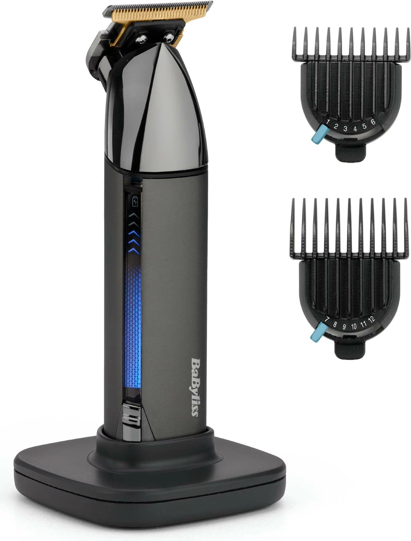 Makinë rroje dhe trimer BaByliss T991E Super-X Metal, teh T japonez 40 mm, precizion 0.2 mm, 2 krehra 1-12 mm, USB, waterproof, Black Chrome, me kuti