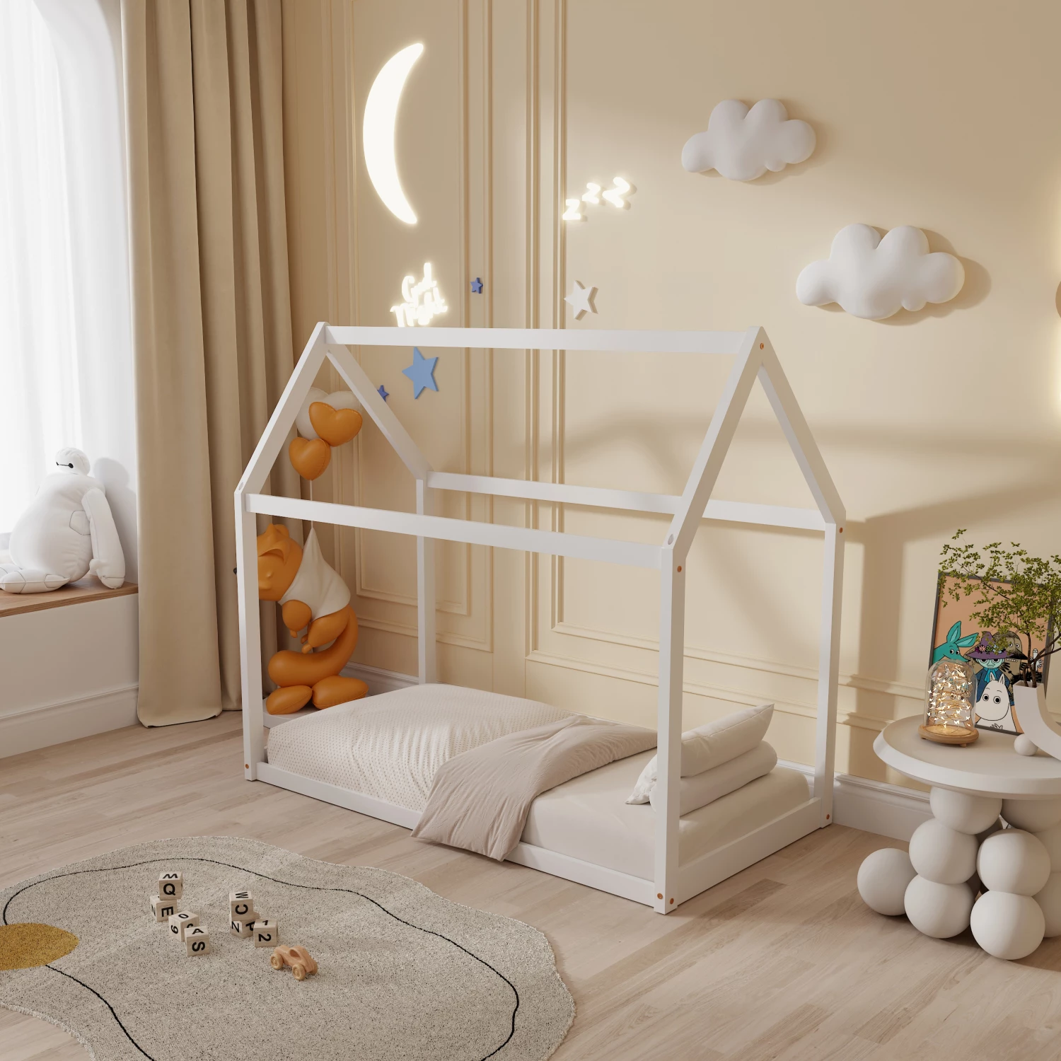 Krevat për fëmijë PEPE FH677.03 t.MONTESSORI dru pishe i bardhë - 190x90cm