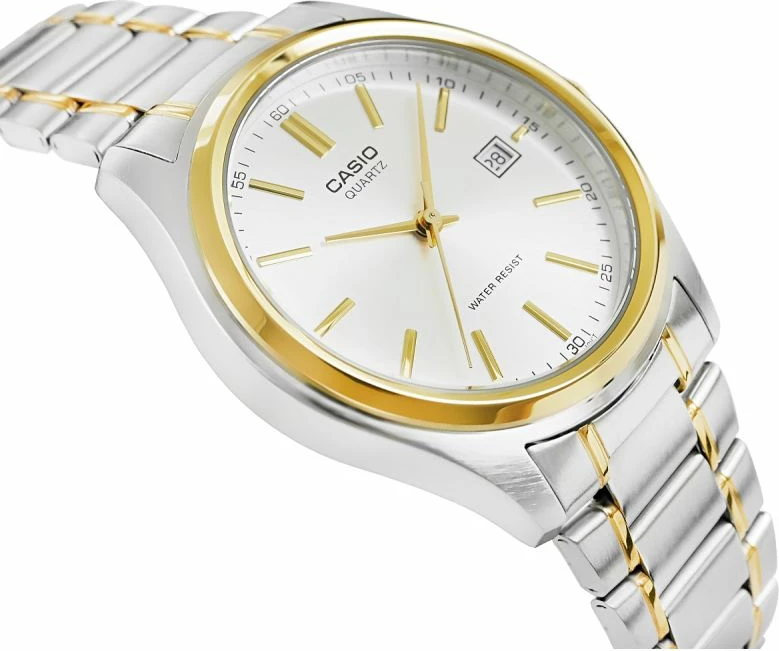 Orë dore për meshkuj Casio, argjend e ar