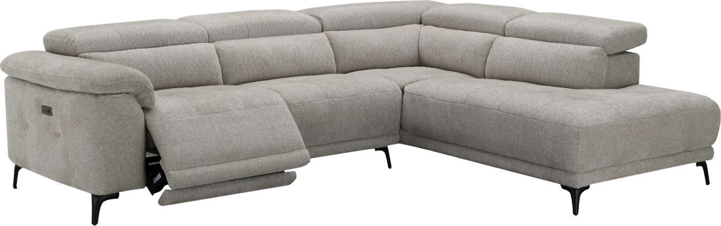 Këndare e djathtë 5-vendëshe me recline, stof bezhë, CD3315.02R, 275x231x77cm