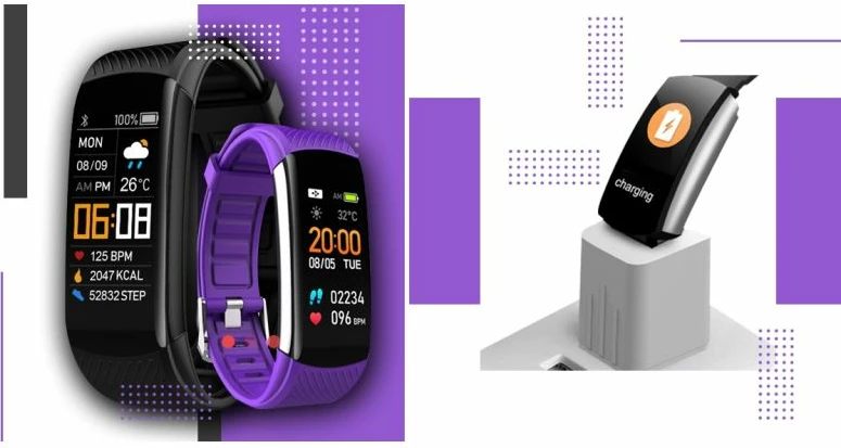 Smartwatch Giewont unisex, e zezë dhe e purpurtë