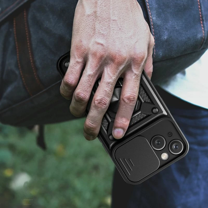 Kapak telefoni Hurtel Hybrid Armor Camshield për iPhone 15 Plus, rozë [Ngjyra: Rozë]