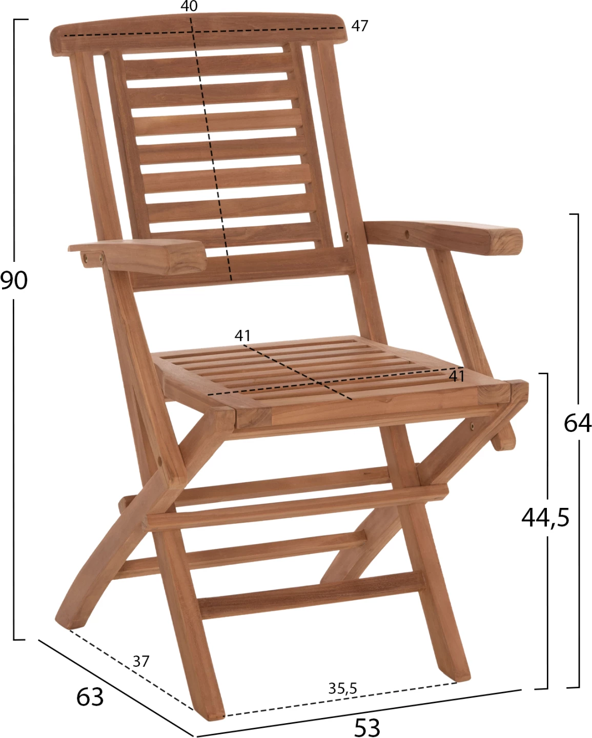 Karrige palosëse për ngrënie jashtë, dru tik, CRANDER FH6377, set prej 2 copë, 53x63x90cm