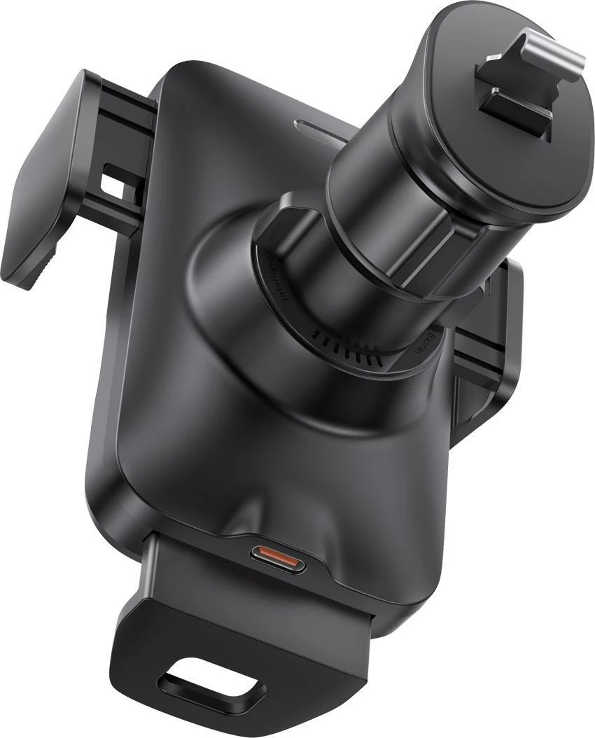 Mbajtës celulari Baseus Wisdom CGZX000001, karikim pa tel Qi 15W, për grilë ventilimi, USB-C, kabllo 1 m, i zi