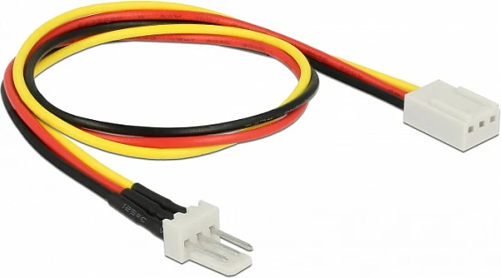 Kabllo zgjatëse për fan DeLOCK 85753, 3-Pin, 0.3 m, male këndore në female, zezë/kuqe/verdhe