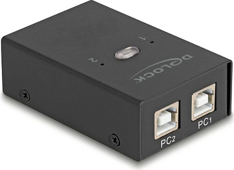 Switch USB DeLOCK USB 2.0, 2 PC në 4 pajisje, 0.48 Gbit/s, metal, i zi