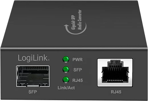 Konvertues media Gigabit LogiLink RJ45 në SFP, 1Gbps, i zi