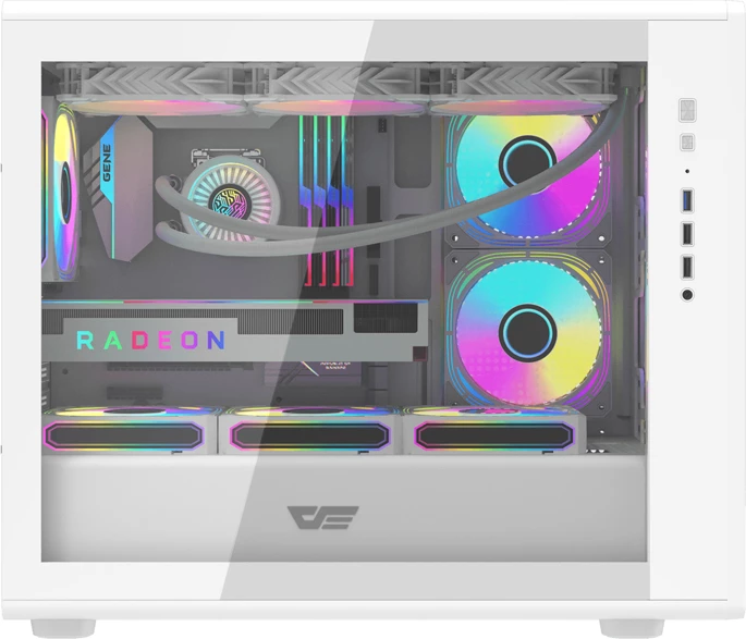 Kasë, Darkflash, DB460M, M-ATX/ITX, deri 12 ventilatorë / radiator 360 mm, 2x HDD 3.5" 2x SSD 2.5", e bardhë