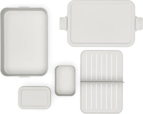 kuti dreke Brabantia 203503 2 L me dizajn bento, ndarës dhe 2 enë, gri e çelët