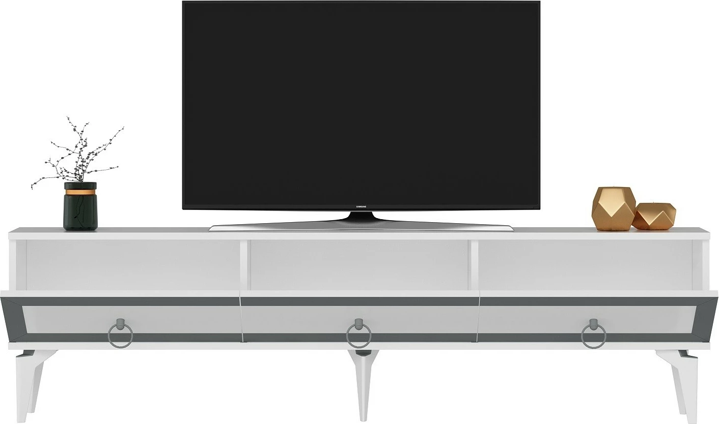 Komodë TV Hanah Home, Ponny, e bardhë, argjend
