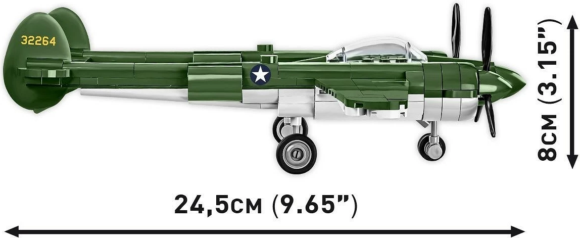 Set ndërtimi Cobi Klocki Lockheed P-38 Lightning, 332 pjesë, Jeshile