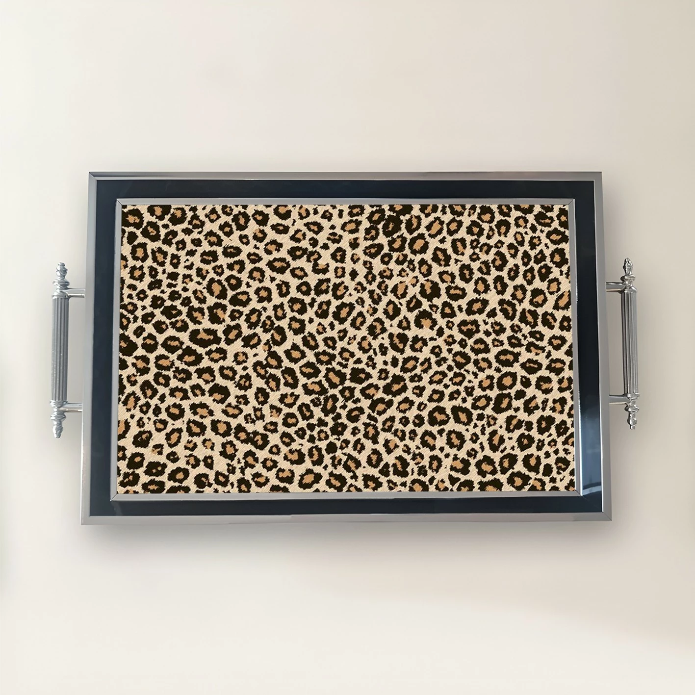 Tabaka xhami me dizajn leopard, shumëngjyrëshe, TPG9821