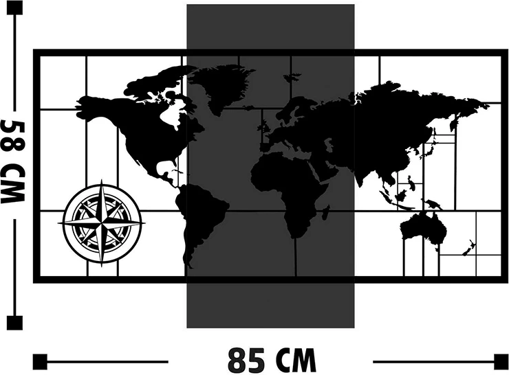 Dekor muri Merzo, dru pishe natyrale, metal i zi, 58x3x85cm