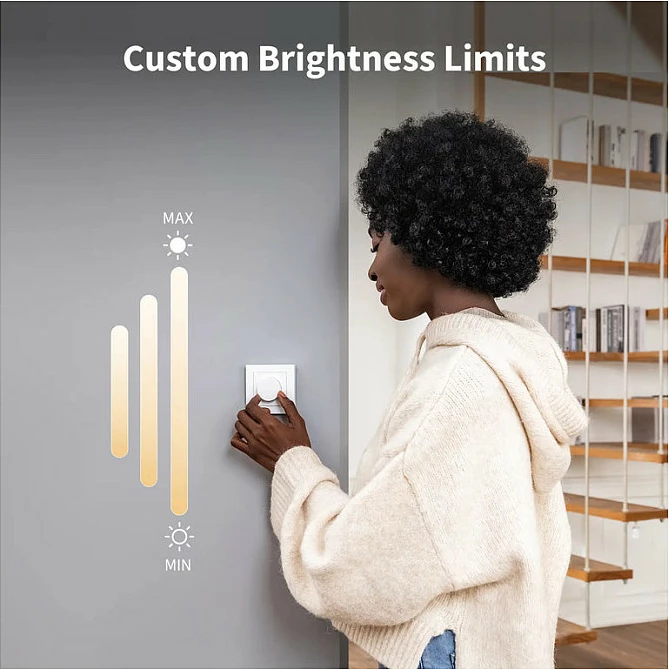 Ndërprerës drite smart (dimmer) Aqara H2 EU, rrotullues, Zigbee/Thread, BLE, 86x86 mm, gri