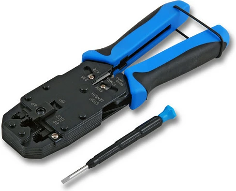 Klešta për krimpim EFB Elektronik për RJ11/RJ12/RJ45, 4-8 pin, zi/kaltër