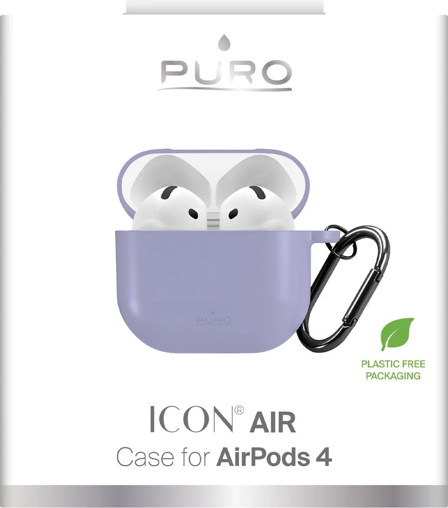 Mbështjellës silikoni Puro Icon për AirPods 4 me karabiner, vjollcë
