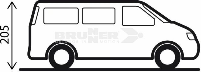 tendë e pasme BRUNNER COMET për VW T5/T6 200×200×205 cm, rezistencë uji 3000 mm, me çantë transporti, gri/bardhë