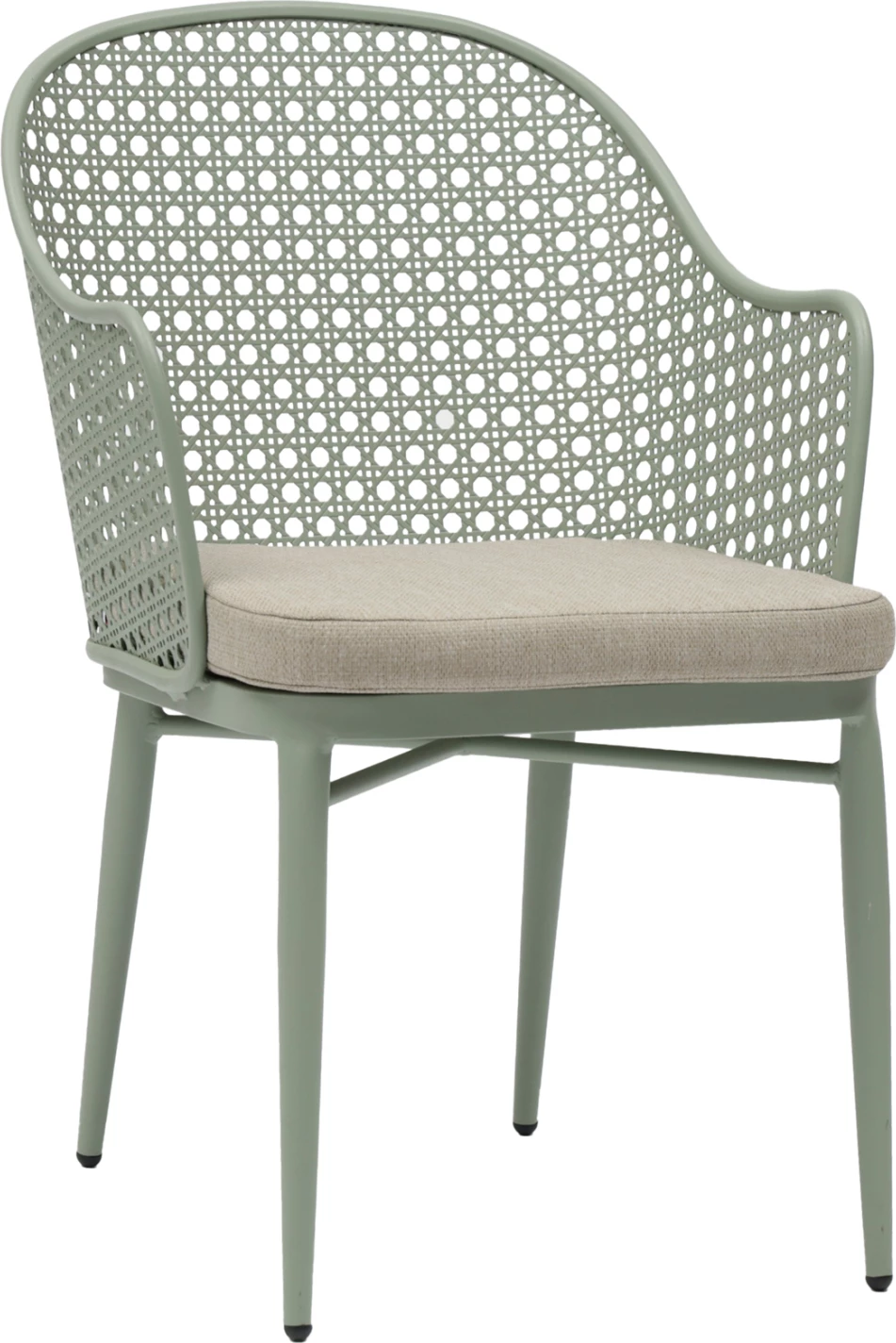 Karrige alumini OREGO FH6268.06, ngjyrë fistik, jastëk bezhë, 58x55x83H cm