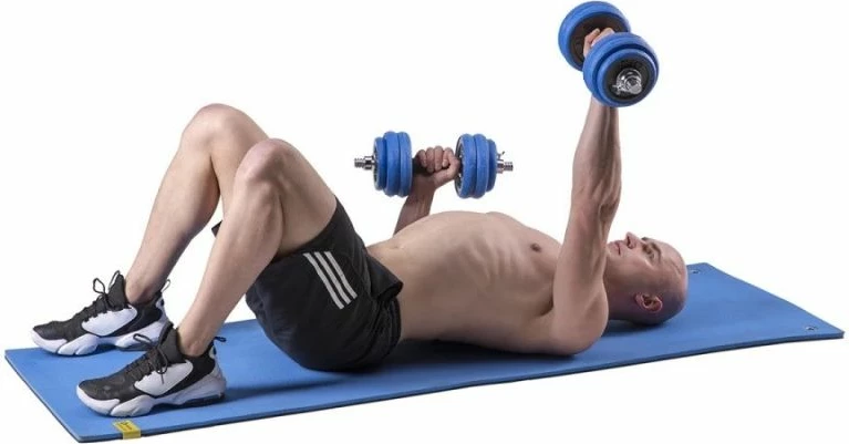 Set pesha 2-në-1 barbell dhe dumbbell HMS, unisex, argjend e kaltër
