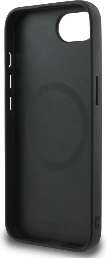 Mbështjellës DKNY për iPhone 16e, lëkurë ekologjike, MagSafe, i zi