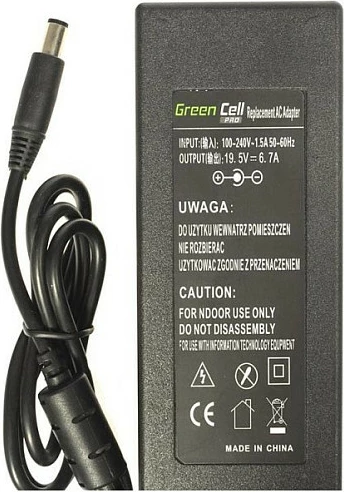 Karikues laptopi Green Cell PRO për Dell, 130W 19.5V 6.7A, konektor 7.4mm-5.0mm, i zi
