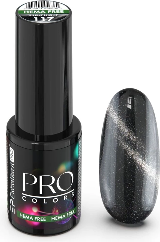 Llak për thonj për femra Excellent PRO Pro Colors Hema Free CatEye Hybrid 117 Silent Night, 7g