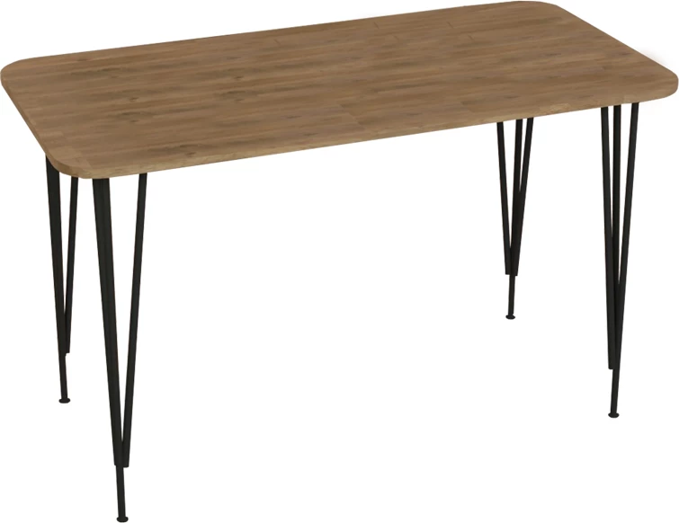 Tavolinë për ngrënie Palkon, melaminë lisi-metal i zi, 120x60x73cm