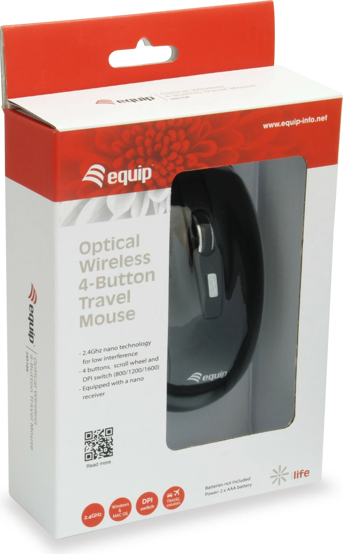 Maus wireless Equip 245104, optik, 1600 DPI, 4 butona, i zi