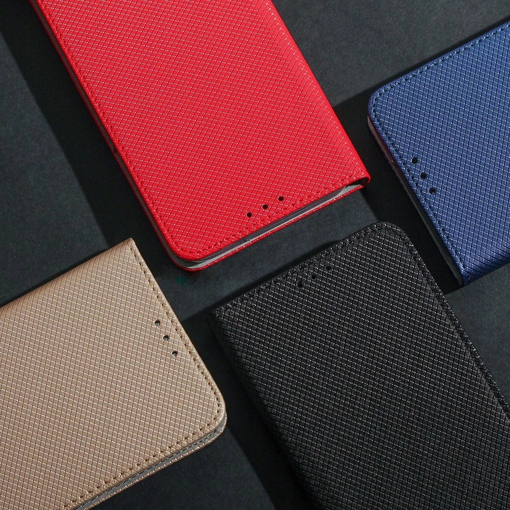 Mbështjellës nemo Magneto për Samsung Galaxy S25, flip me mbyllje magnetike, me stand dhe xhep kartelash, blu navy, set me qelq të kalitur