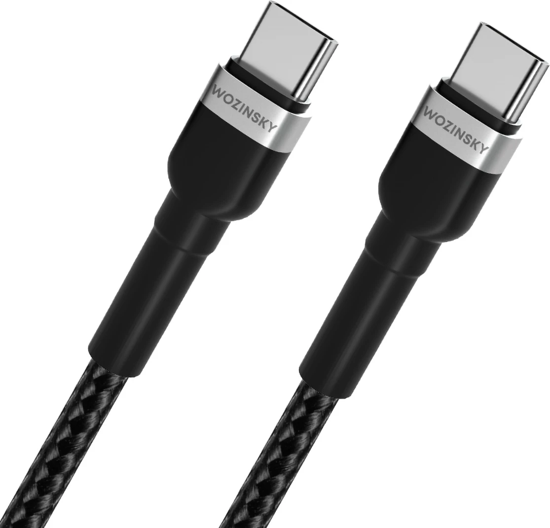 Kabllo USB-C në USB-C Wozinsky WNBCC2, 2m, 65W, najlon, e zezë