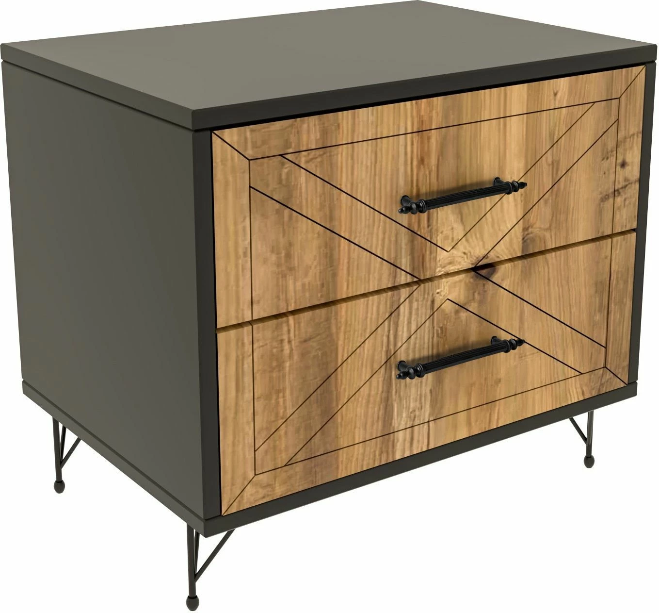 Komodinë Hanah Home, Felicita, anthracite dhe lis, 50x55x40cm