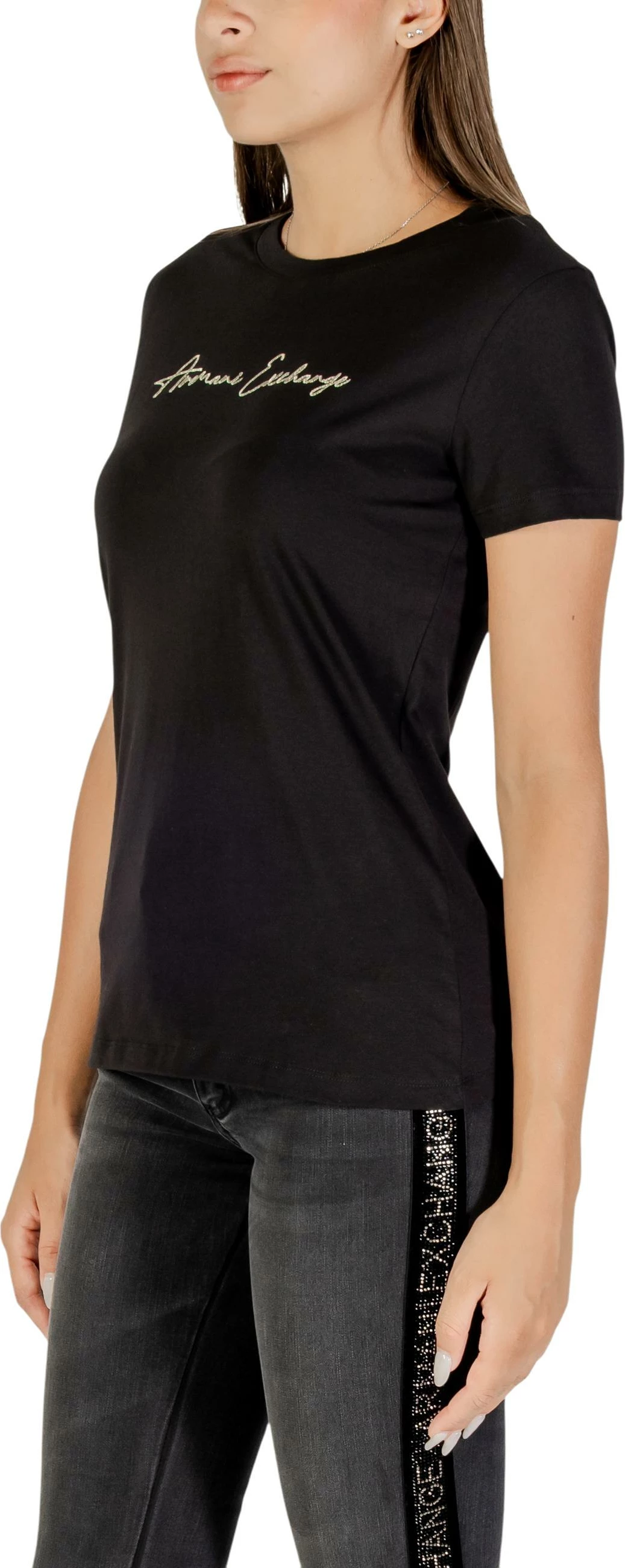 Maicë për femra Armani Exchange XW000839 AF10356, e zezë me ari [Madhësia: XS]