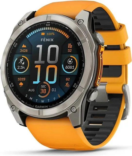 Smartwatch Garmin Fenix 8 Amoled Sapphire GPS 51mm, titanium, portokalli