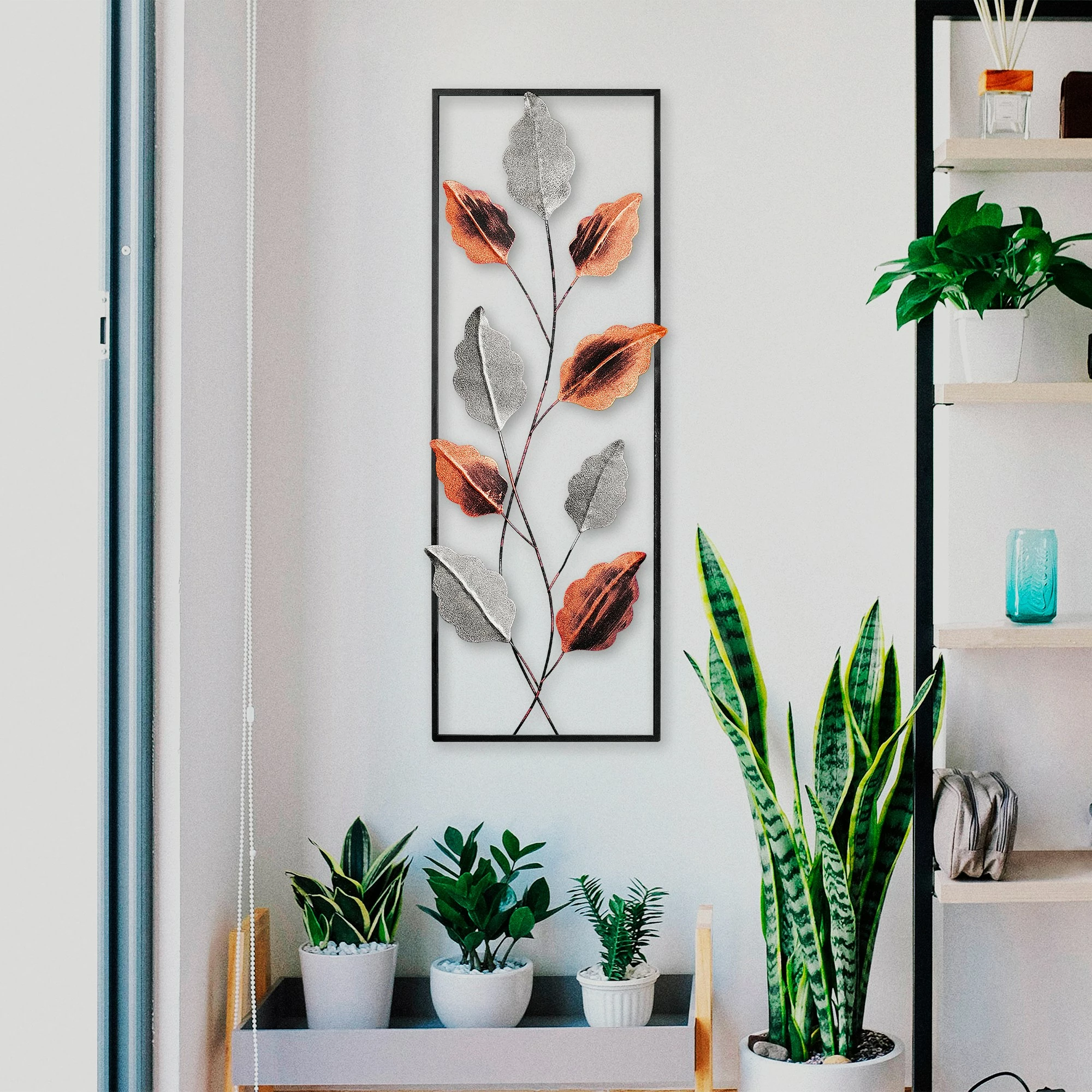 Aksesor dekorativ metalik për mur, Wallity Fagus, shumëngjyrësh, 32x90cm