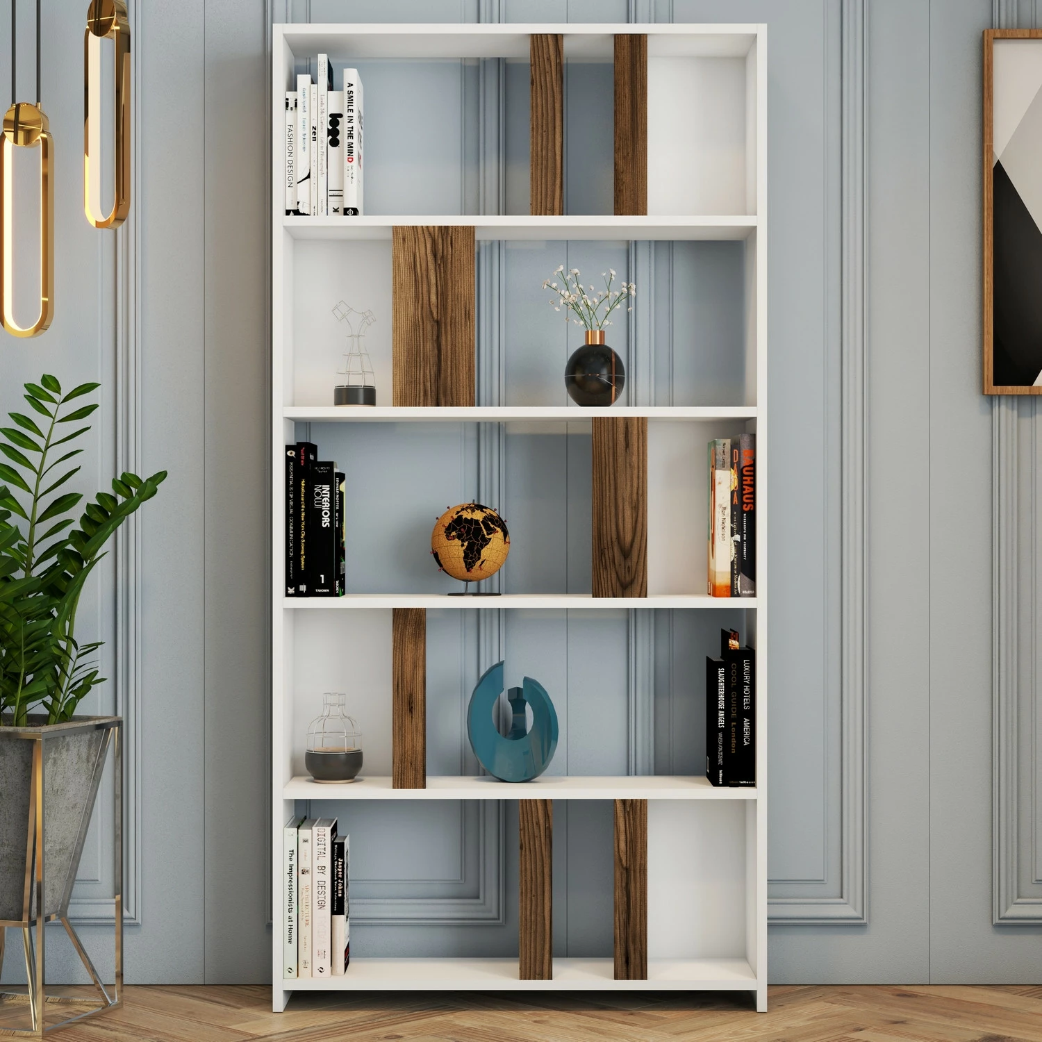 Raft librash Hanah Home, Lima, bardhë dhe arre