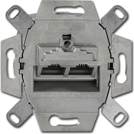 Prizë rrjeti Busch-Jaeger 0218/12-101, 2x RJ-45 Cat6A, 10GbE, metallic
