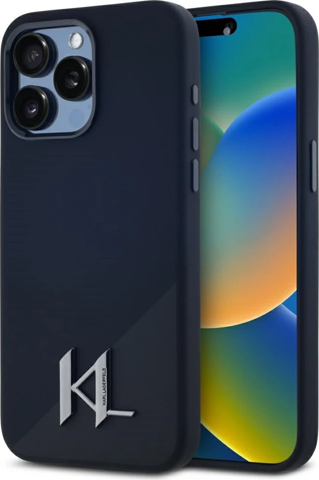 Mbështjellës Karl Lagerfeld Silicone Shadow Metal Initial MagSafe për iPhone 15 Pro Max, Zi