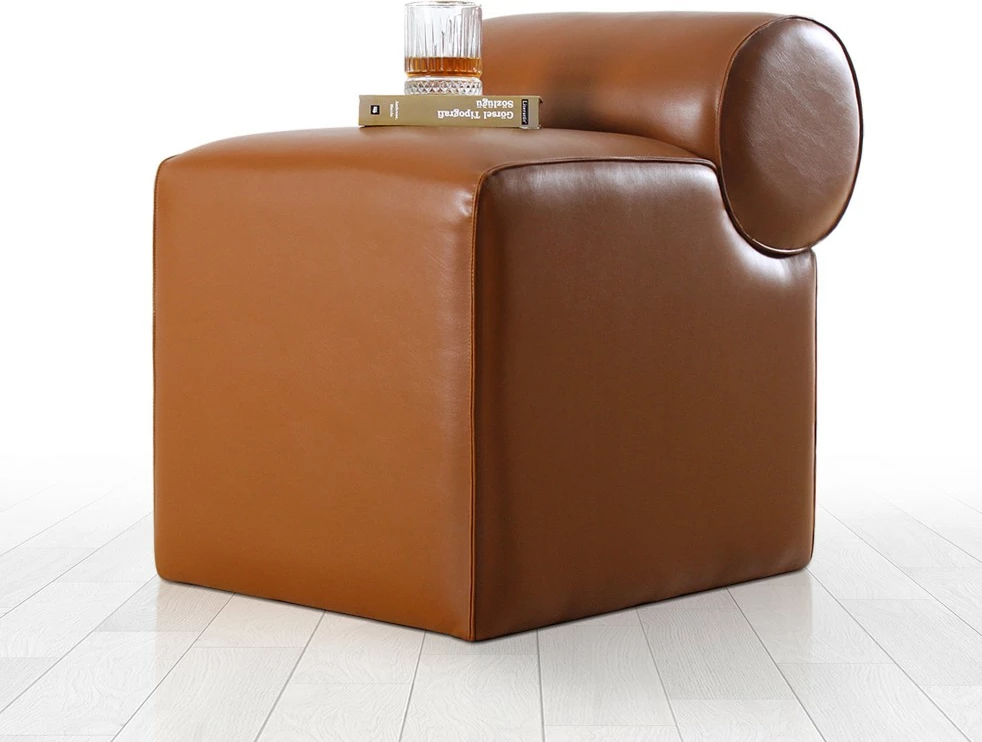 Puf lëkure artificiale, ngjyrë kafe, Atelier del Sofa, Rohin