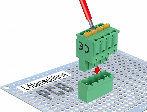 Bllok terminali DeLOCK për PCB, 4-pin, pitch 5.08 mm, vertikal, AWG 28-12, i gjelbër