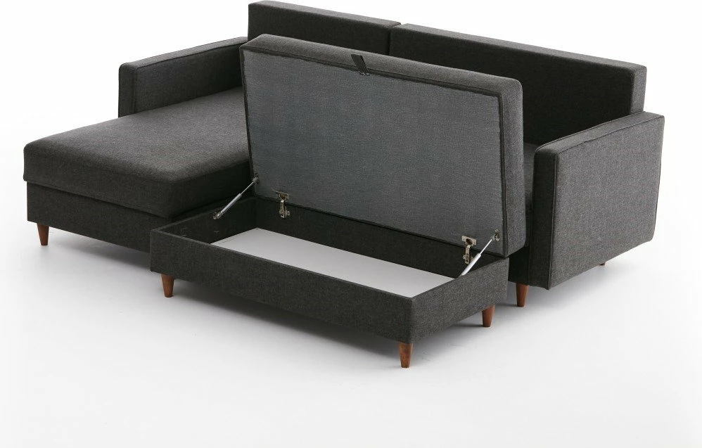 Këndare Eva, ngjyrë antracit, me pouffe, Atelier del Sofa