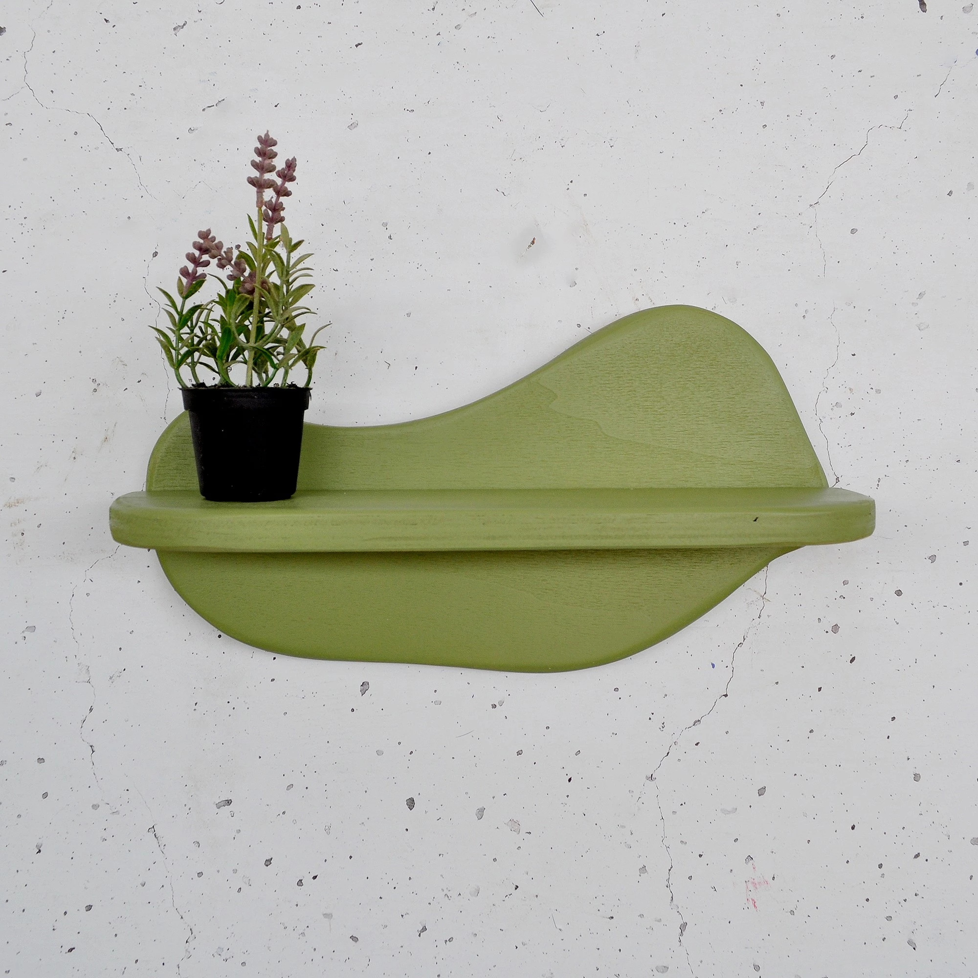 Raft dekorativ prej druri për mur, ngjyrë e gjelbër e çelët, Skye Decor, Meh224