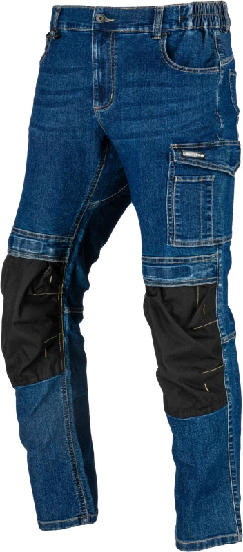 Pantallona xhins pune Lahti Pro L40550, slim fit stretch 280 g, madhësia M, të përforcuara, blu e errët