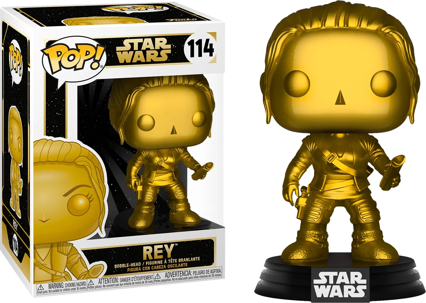 Figurë koleksionuese Funko POP! Star Wars Rey bobble-head vinyl, edicion ekskluziv, ari mat