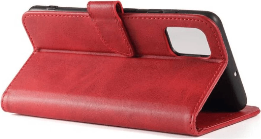 Mbështjellës ONASI wallet lëkure i palosshëm për Xiaomi Redmi 12C, me magnet, me stand, me xhepa kartelash, kuqe