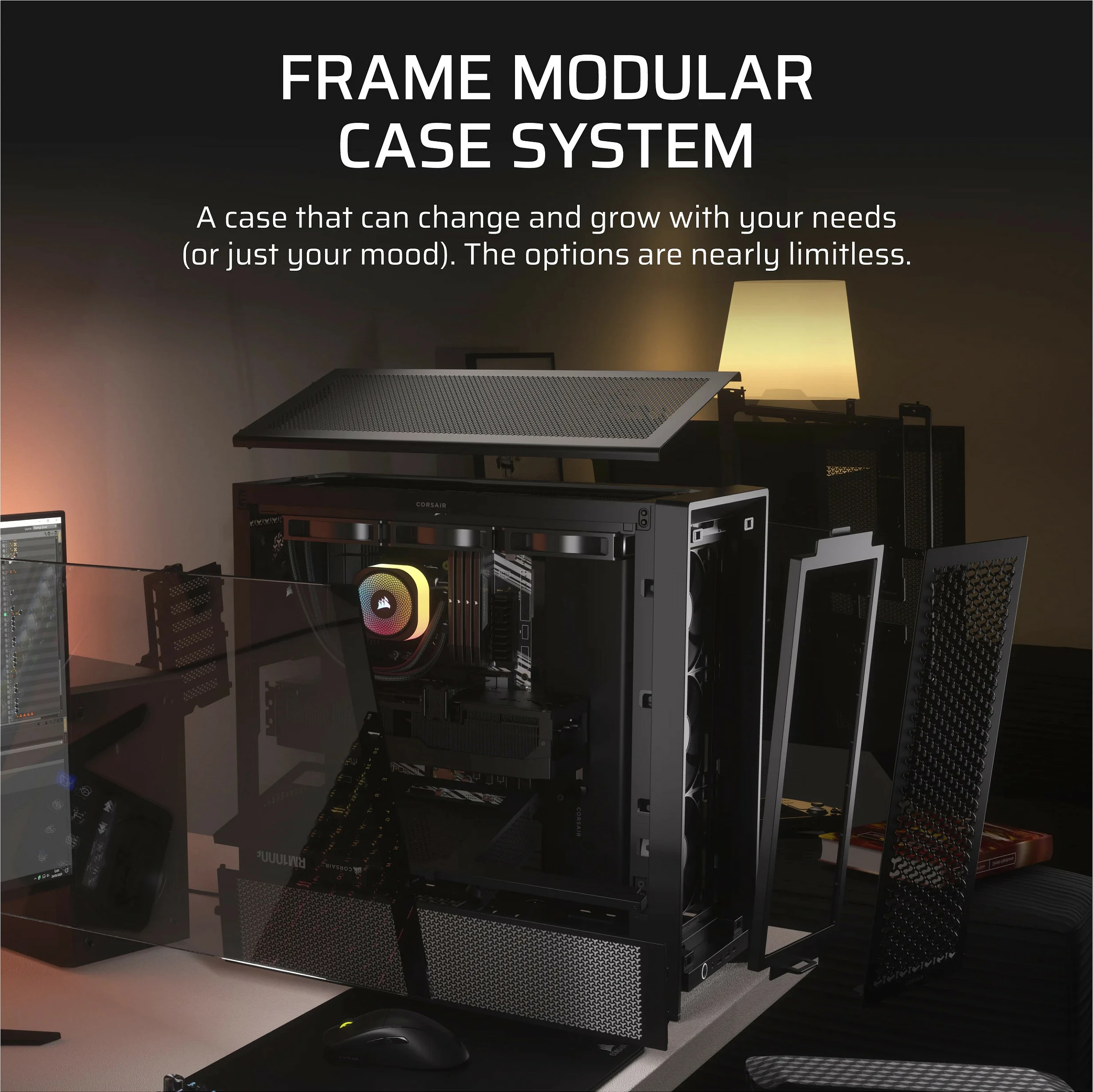 Kasë Corsair FRAME 4000D RS, Midi Tower ATX/EATX, xham i temperuar, e zezë