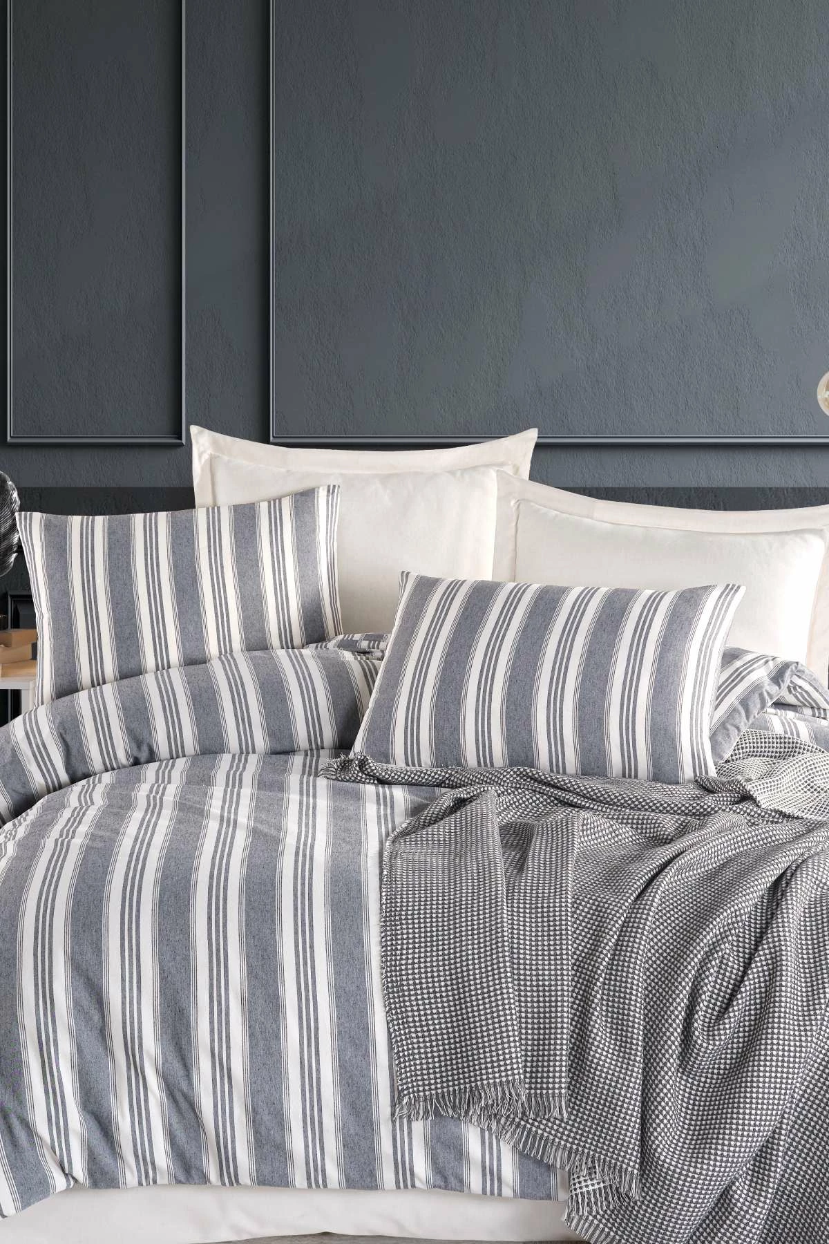Set mbulesë për jorgan Super King, L'essentiel, Soft Line, ngjyrë navy